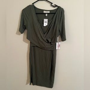 Jessica Simpson bodycon rib knit green dress